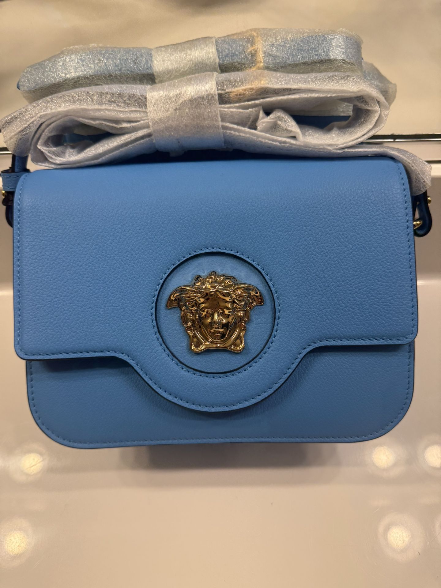 Versace La Medusa Small Crossbody Bag – Light Blue – New & Never Used