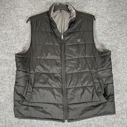 Ariat Reversable Puffer Vest Men XL Black Grey Full Zip Pockets Sleeveless Adult
