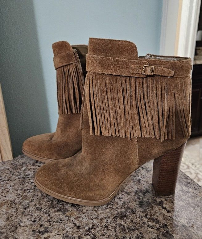 Ivanka Trump Suede Fringe Boots Size 9.5M