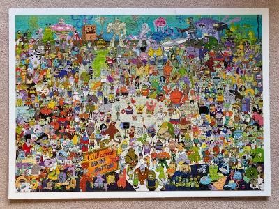 SPONGE BOB “WELCOME TO BIKINI BOTTOM” GIANT JIGSAW PUZZLE COMPLETED AND MOUNTED FOR FRAMING. - $10.00