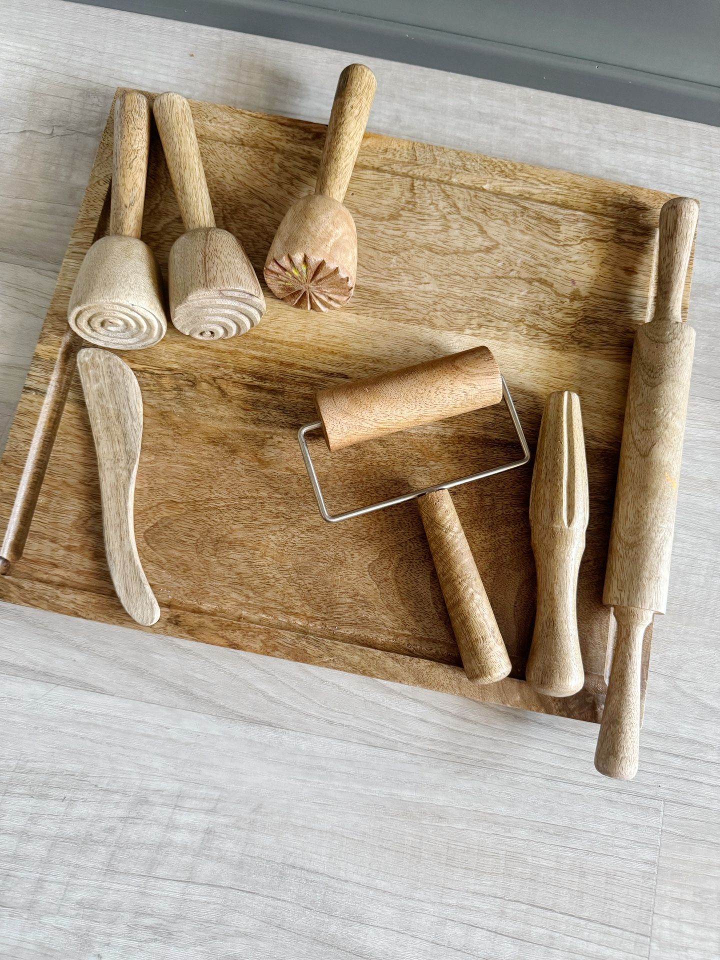 Play Dough Wooden Board & Modeling Tools