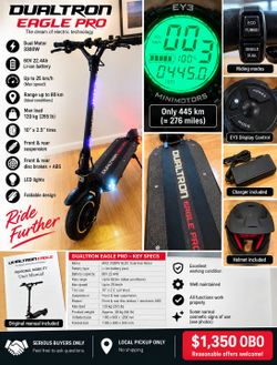 Dualtron Eagle Pro – 3300W Dual Motor – Only 445 km / 276 Miles – $1,350 OBO