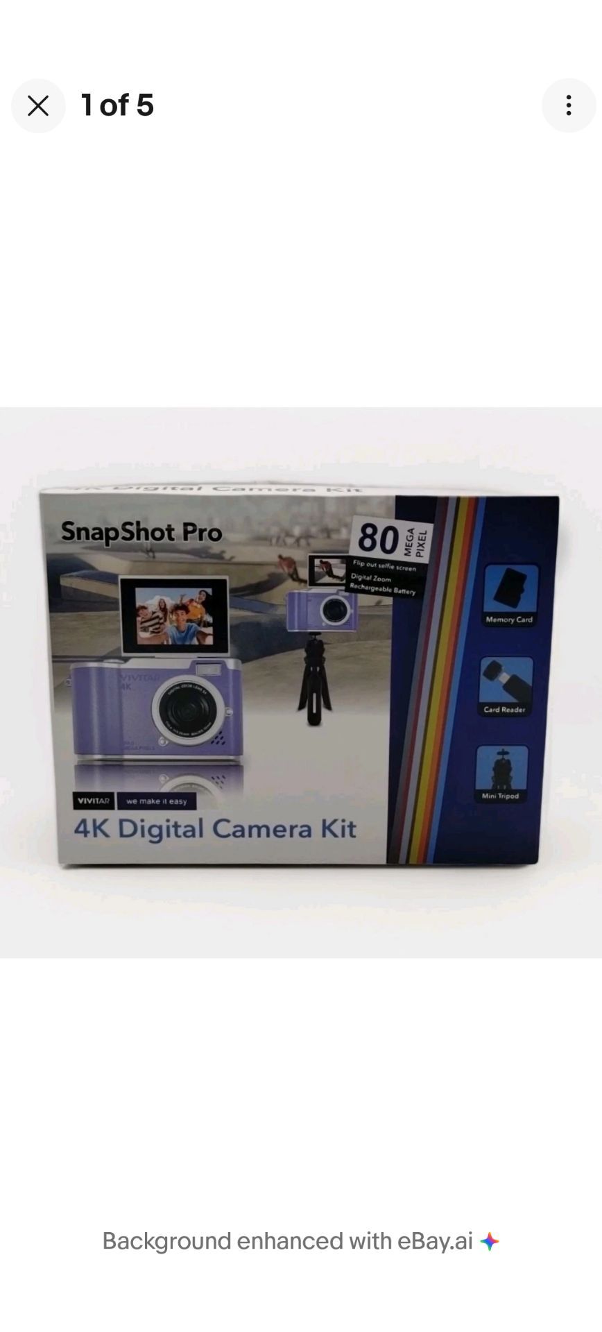 Vivitar SnapShot Pro 4K Digital Camera Kit w/ Selfie Screen : 80 Megapixels