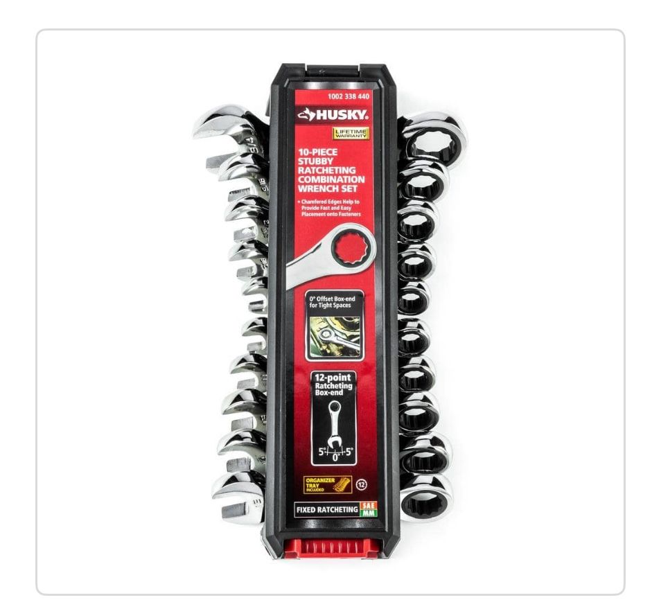 Stubby Ratcheting SAE/MM Combination Wrench Set