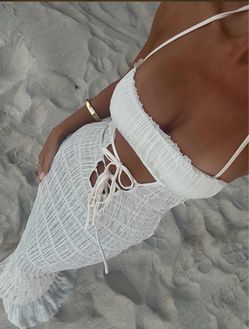 Outcast , new with tags ,  Large . White maxi dress with vertical ribbed texture MSRP $150 selling  56% off $65