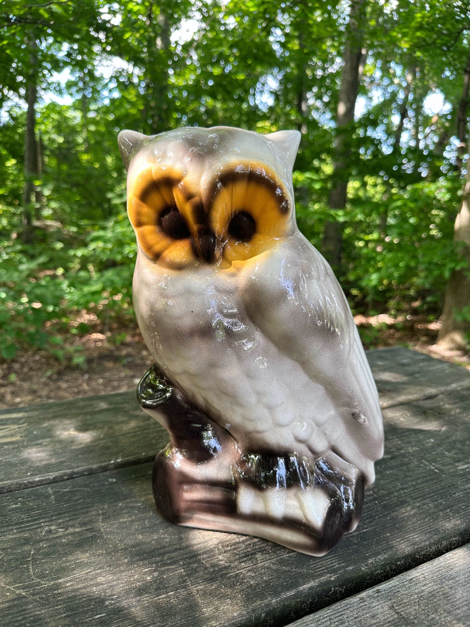 Vintage 14” Ceramic Owl Statue MCM