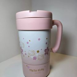 Hello Kitty Stainless Steel Insulated Cup with Lid, Straw & Stir Stick, 580ml.