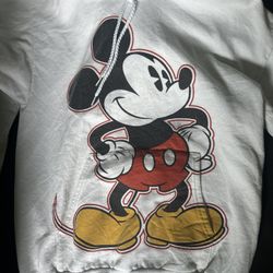 Disney Parks Mickey Mouse White Pullover Hoodie Sweatshirt Small Disney World **