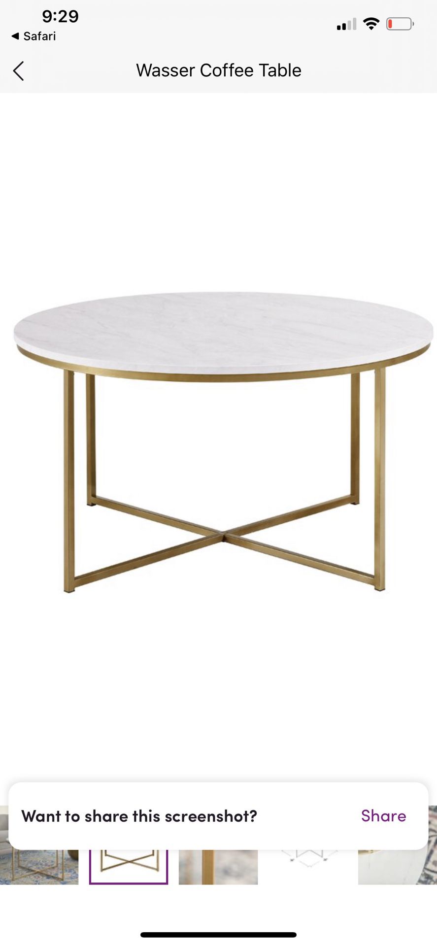 Wayfair white marble coffee table