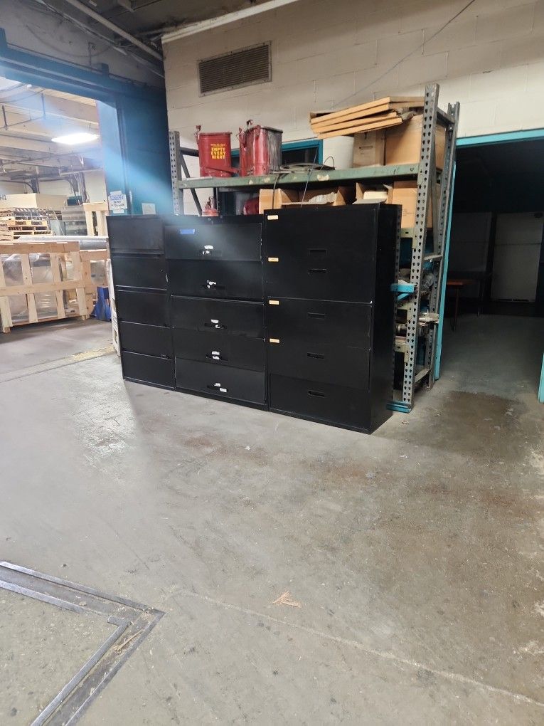 5 Drawer Black Steel File Cabinets