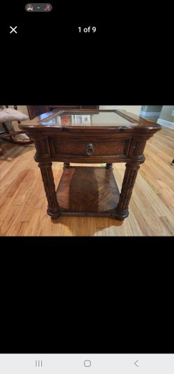 Make an offer** American Signature 3-Piece Glass Top Coffee & End Table Set | Tropical Rattan Style