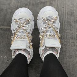 Perfect quality Flashtrek Sneakers in white with gems