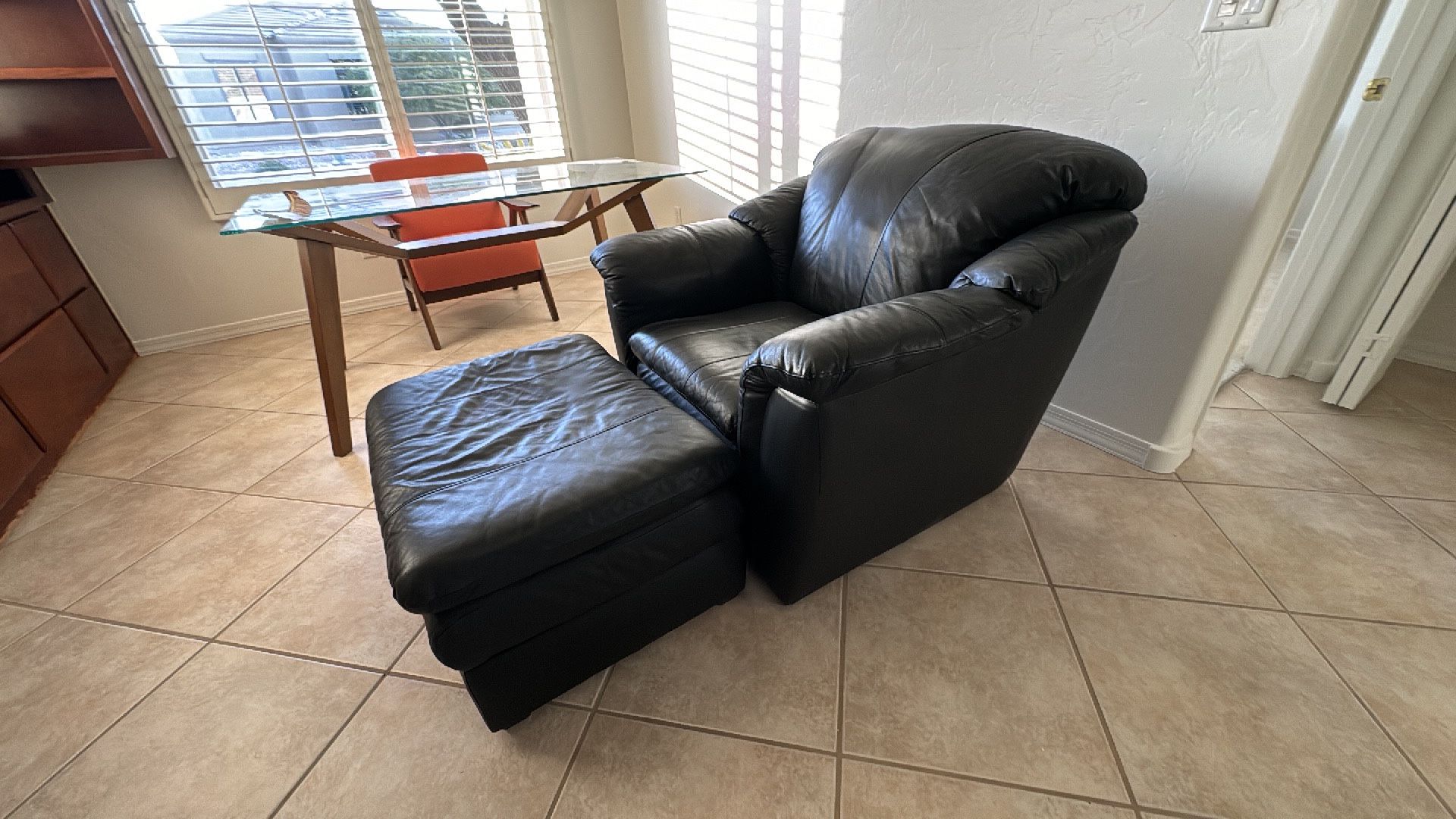 Leather Armchair And Ottoman