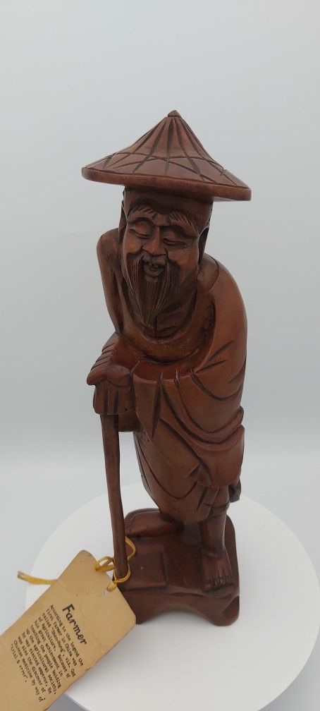 Vintage Handmade Wooden Farmer Figurine