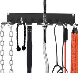 Home Gym Storage Rack, Multi-Purpose Workout Gear Wall Hanger for Exercise Straps, Jump Ropes, Curl Bars and Lifting Belts with 10 Different Load-bear