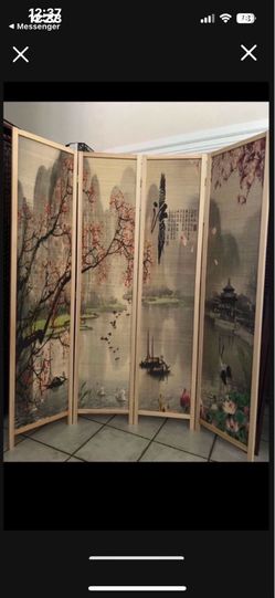 4 PANEL 2 SIDED ASIAN THEMED ROOM DIVIDER - NEW 5.6’ TALL