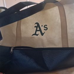 Creme and Dark Green A's Tote Bag