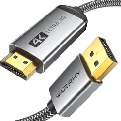 WARRKY 4K DisplayPort to HDMI Cable, Display Port 1.2 Source to HDMI 1.4 Screen
4K UHD 6FT Metal Case Nylon Cable Unidirectional Compatible for Comput