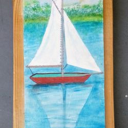 $20  Sail Boat Wooden Plaque 
