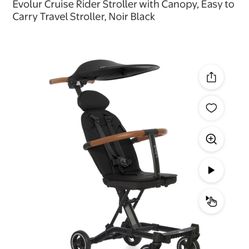 Evolur Cruise Rider Stroller with Canopy, Easy to Carry Travel Stroller, Noir Black