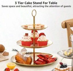 3-Tier Stainless Steel Fruit & Dessert Display Stand - Elegant Round Serving Tray For Home Kitchen Bakery Hotel Banquet Food Presentation Durable Meta