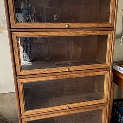 Oak Barrister Bookcase 4 Glass Door Shelves