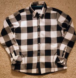 Orvis Women's Medium Buffalo Plaid Fleece Lined Snap Front Shirt Jacket Shacket