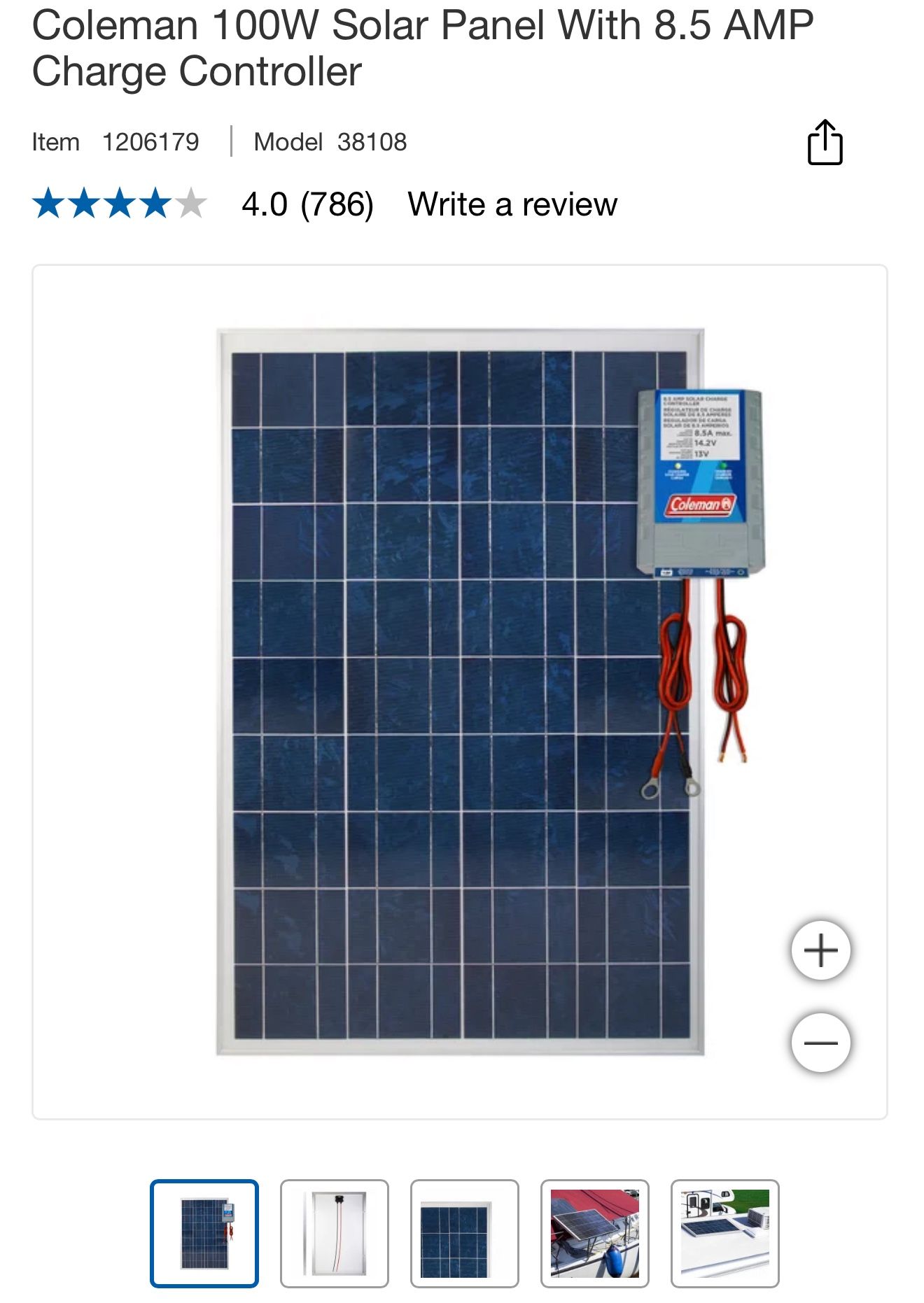 Coleman 100W Solar Panel With 8.5 AMP Charge Controller