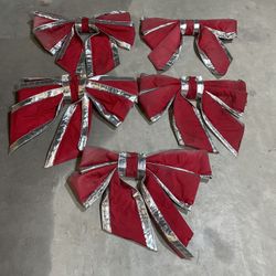 Set Of 5-24” By 24” Commercial Christmas Bows