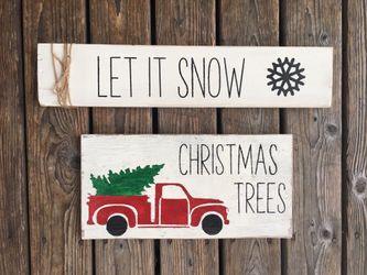 Christmas/winter wood signs
