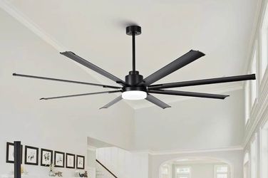 New - 72/84" Large 8-Blade Industrial Ceiling Fan with LED Light