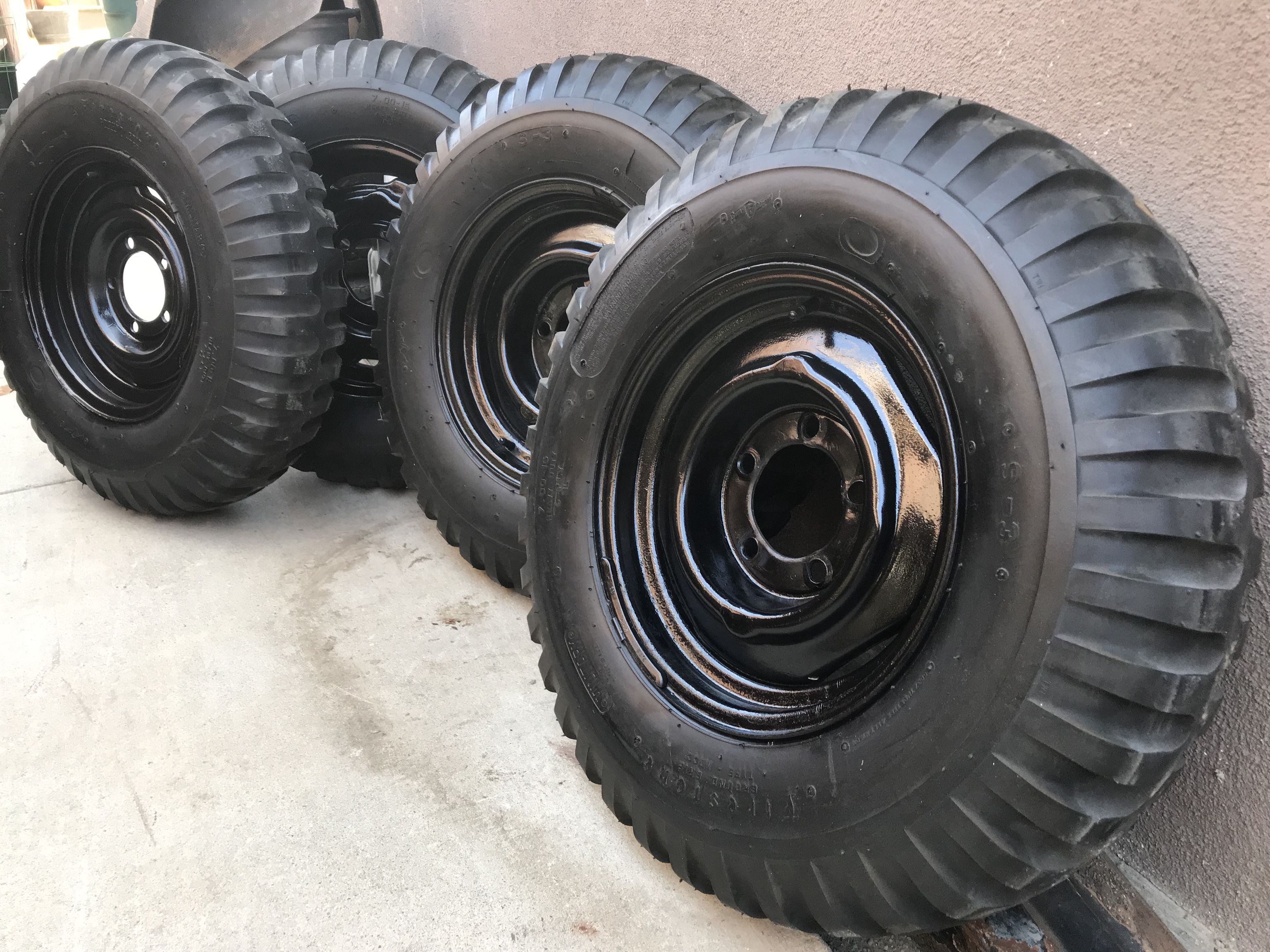 Firestone Military Tires/Rims Early Bronco Scout Jeep CJ 5x5.5 Lug Pattern