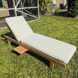 New teak chaise lounger with Sunbrella cushions