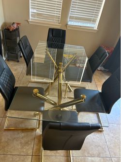 Modern Glass Dining Table Set – 6 Chairs