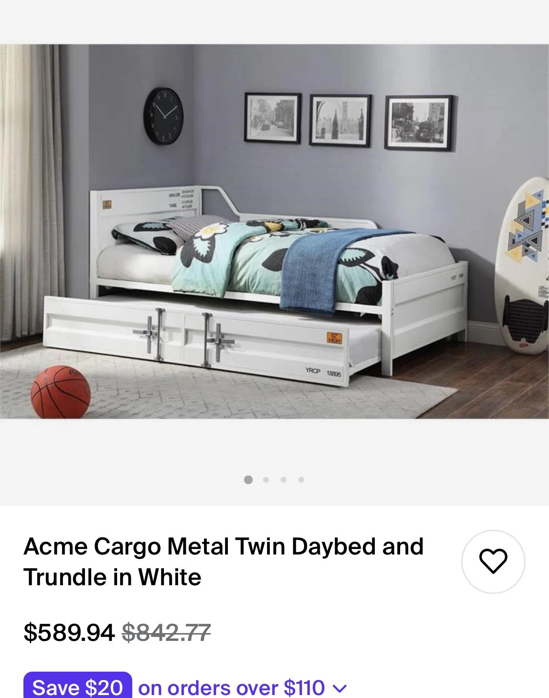 Kids twin trundle bed (Mattress not included)