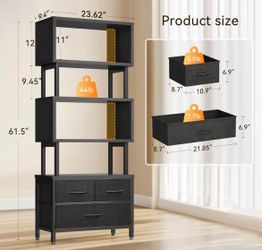 7-Tier Bookcase with Fabric Drawers | Brand New