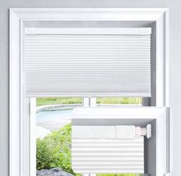 (2) 37” White Cordless Cellular Honeycomb Window Shade