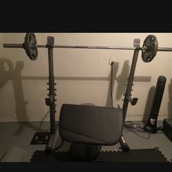 300 lb Weights, Squat And Bench Rack