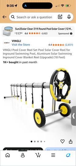 ZPINC solar pool cover reel used. Needs replacement parts sold on Amazon for $25