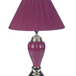 NEW  Burgundy Ceramic  Table Lamp With Pleated Shade 