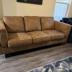Brown Leather Style Couch 