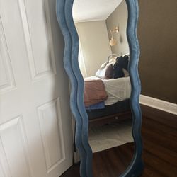 Blue Full Length Wavy Mirror 