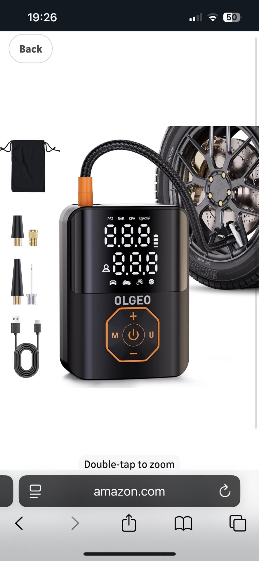 Tire Inflator Portable Air Compressor, 160PSI Air Pump for Car, Air Compressor with Digital Pressure Gauge, LED Light and Auto Shut-Off, Tire Inflator