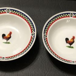 2 International Tableworks Bob Timberlake ELLA'S ROOSTER Vegetable Serving Bowls 9"