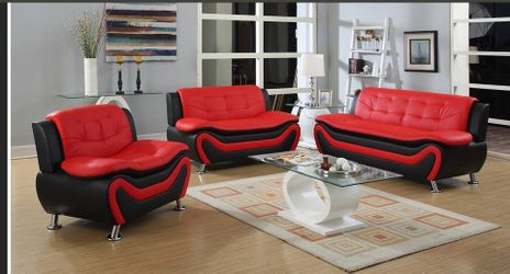 New red and Black 3pc living room set