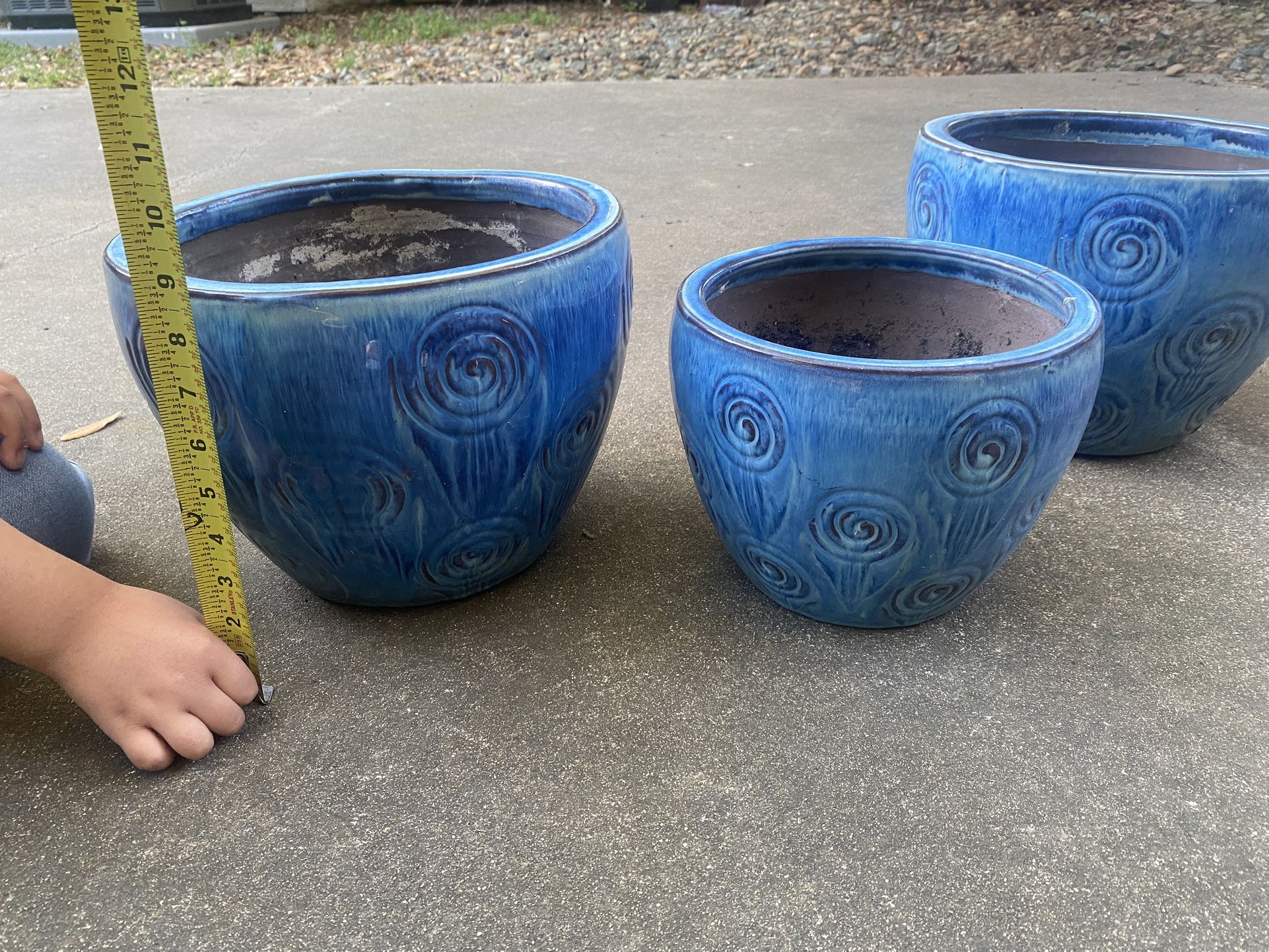 Blue Ceramic Plant Pots (set Of 3) for Sale in Elk Grove, CA OfferUp