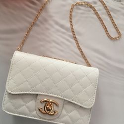 White Quilted Crossbody 