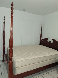 Solid wood bed with mattresses