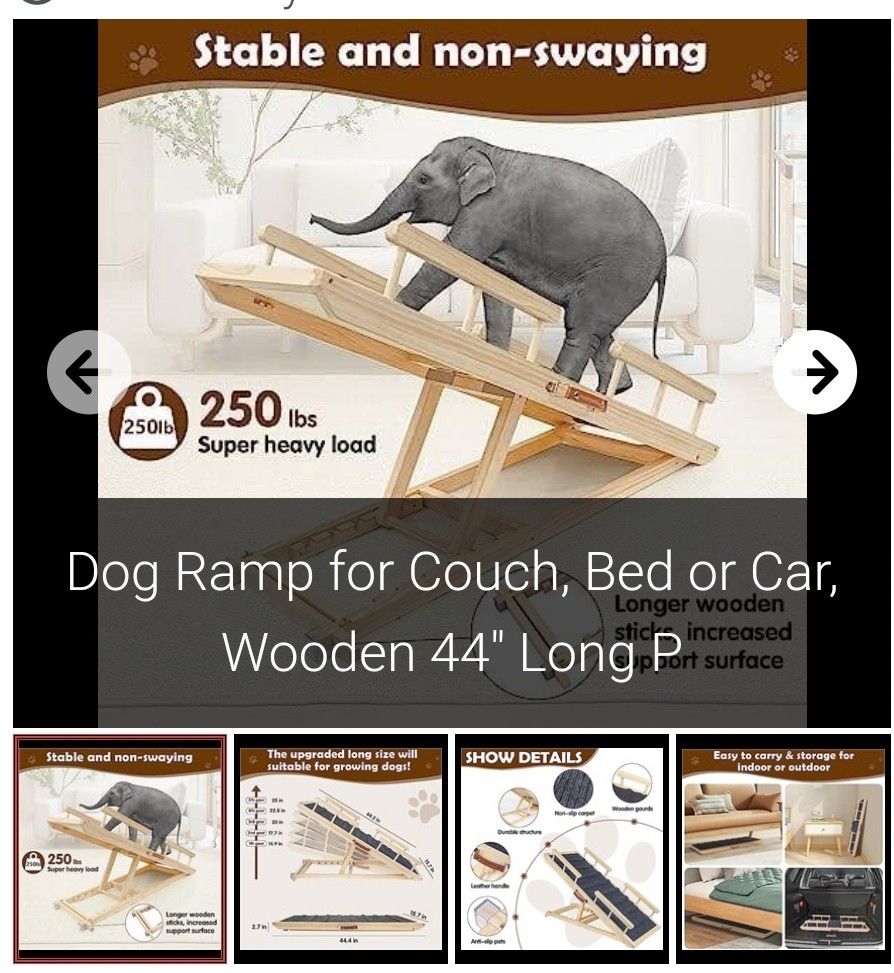 Dog Ramp for Couch, Bed or Car, Wooden 44" Long P

