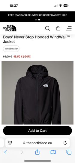 North Face Youth Never Stop Hooded Windwall Jacket (Large)